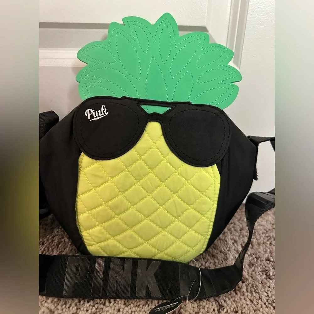 Lot of 2 Items: PINK Nation Black Travel Tumbler & PINK Pineapple Cooler Bag - Picture 2 of 10